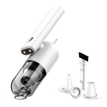 Portable Rotatable Vacuum Cleaner with Dual LED Lights - White