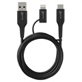 Prio 2-in-1 High-Speed USB-C / Lightning to USB-A Cable - 1.2m - Black
