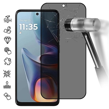 Motorola Moto E15 Privacy Full Cover Tempered Glass Screen Protector - Black Edge