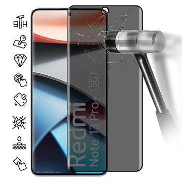 Xiaomi Redmi Note 13 Pro+ Privacy Full Cover Tempered Glass Screen Protector - Black Edge