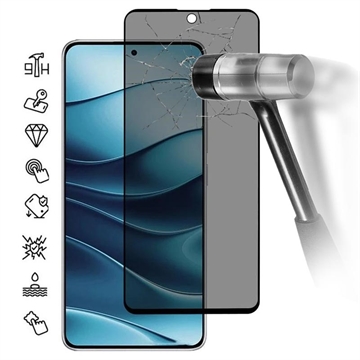 Xiaomi Redmi Note 14 4G/5G Privacy Full Cover Tempered Glass Screen Protector - Black Edge
