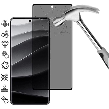 Xiaomi Redmi Note 14 Pro+ 5G/13 Pro+ Privacy Full Cover Tempered Glass Screen Protector - Black Edge