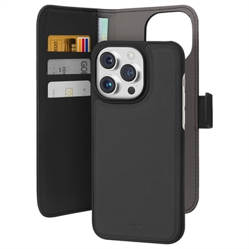 iPhone 15 Pro Puro 2-in-1 Magnetic Wallet Case - Black