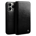 Qialino Classic iPhone 14 Plus Wallet Leather Case - Black