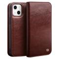 Qialino Classic iPhone 14 Plus Wallet Leather Case - Brown