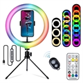 RGB Ring LED Light with Tripod Stand and Camera Shutter S26 (Open Box - Excellent)