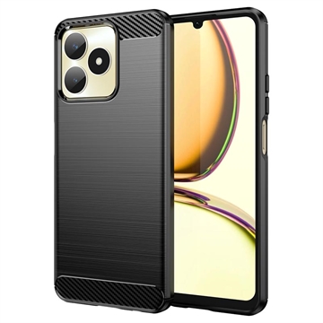Realme C53/Narzo N53 Brushed TPU Case - Carbon Fiber - Black