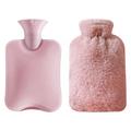 Refillable Hot Water Bottle with Removable Fluffy Cover - 2L - Pink