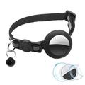 Reflective Pet Collar with Bell, Silicone Case and Protection Film Set for AirTag 1/2 - Black