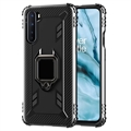 OnePlus Nord Reinforced TPU Case with Ring Holder - Carbon Fiber - Black