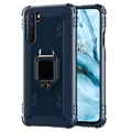 OnePlus Nord Reinforced TPU Case with Ring Holder - Carbon Fiber - Blue