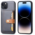iPhone 15 Retro Style Case with Wallet - Black