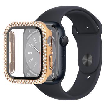 Rhinestone Decorative Apple Watch Series 9/8/7 Case with Screen Protector - 41mm - Gold
