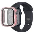 Rhinestone Decorative Apple Watch Series 9/8/7 Case with Screen Protector - 41mm - Pink