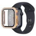 Rhinestone Decorative Apple Watch Series 9/8/7 Case with Screen Protector - 45mm - Gold