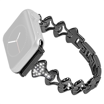 Rhinestone Fan-shaped Apple Watch Ultra 2/Ultra/9/8/SE (2022)/7/SE/6/5/4/3/2/1 Strap - 49mm/45mm/44mm/42mm - Black