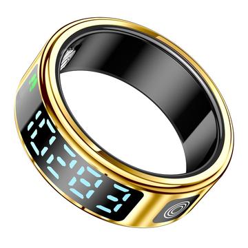 SR08 Smart Ring with Digital Display - Size: 20.7mm - Bright Gold