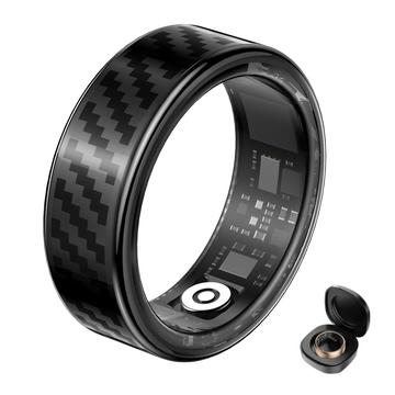 SY02 Carbon fibre pattern smart ring - Size: 19.9mm - Black