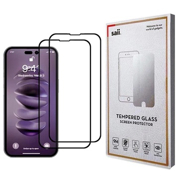 Saii 3D Premium iPhone 14/16e Tempered Glass Screen Protector - 2 Pcs.