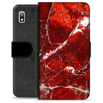 Samsung Galaxy A10 Premium Wallet Case - Red Marble