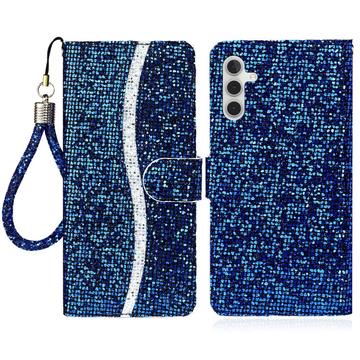 Samsung Galaxy A16 Stylish Glitter Wallet Case - Blue