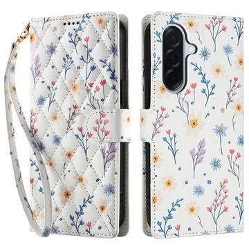 Samsung Galaxy A17/A26 Rhombic Floral Wallet Case - Colorful Flowers