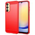 Samsung Galaxy A25 Brushed TPU Case - Carbon Fiber - Red