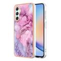 Samsung Galaxy A25 Marble Pattern Electroplated IMD TPU Case - Blue / Pink