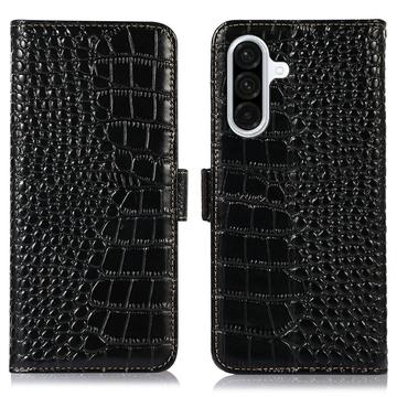 Samsung Galaxy A36 Crocodile Series Wallet Leather Case with RFID - Black