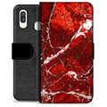 Samsung Galaxy A40 Premium Wallet Case - Red Marble