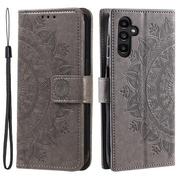 Samsung Galaxy A55 Mandala Series Wallet Case - Grey