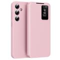 Samsung Galaxy A55 Smart Clear View Flip Case with Card Slot - Pink