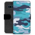 Samsung Galaxy S10 Premium Wallet Case - Blue Camouflage