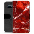 Samsung Galaxy S10 Premium Wallet Case - Red Marble
