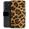 Samsung Galaxy S21 Ultra 5G Premium Wallet Case - Leopard