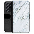 Samsung Galaxy S21 Ultra 5G Premium Wallet Case - Marble