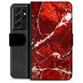 Samsung Galaxy S21 Ultra 5G Premium Wallet Case - Red Marble