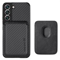 Samsung Galaxy S22 5G Magnetic Case with Card Holder - Carbon Fiber