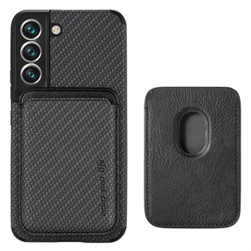 Samsung Galaxy S22 5G Magnetic Case with Card Holder - Carbon Fiber