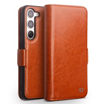 Samsung Galaxy S23 5G Qialino Classic Wallet Leather Case - Light Brown
