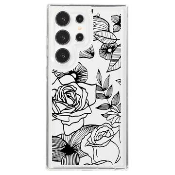 Samsung Galaxy S23 Ultra Fashion TPU Case - Rose Outline