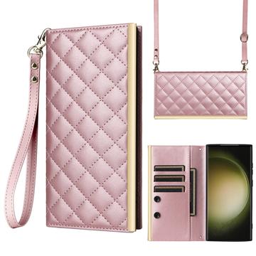 Samsung Galaxy S23 Ultra Luxury Quilted Wallet Case - Rose Gold