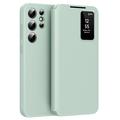Samsung Galaxy S23 Ultra Smart Clear View Flip Case with Card Slot - Light Green