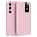 Samsung Galaxy S23+ Smart Clear View Flip Case with Card Slot - Pink