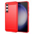 Samsung Galaxy S24 Brushed TPU Case - Carbon Fiber - Red