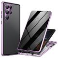 Samsung Galaxy S24 Ultra Magnetic Case with Tempered Glass - Privacy - Light Purple