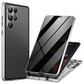 Samsung Galaxy S24 Ultra Magnetic Case with Tempered Glass - Privacy - Silver