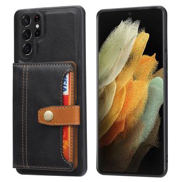 Samsung Galaxy S24 Ultra Retro Style Case with Wallet - Black