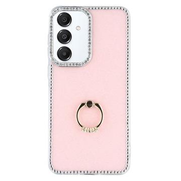 Samsung Galaxy S25/S24 CrystalGlow Hybrid Case with Ring Holder - Pink