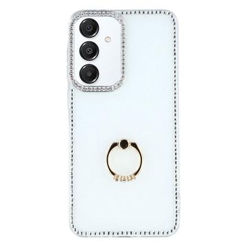 Samsung Galaxy S25/S24 CrystalGlow Hybrid Case with Ring Holder - White